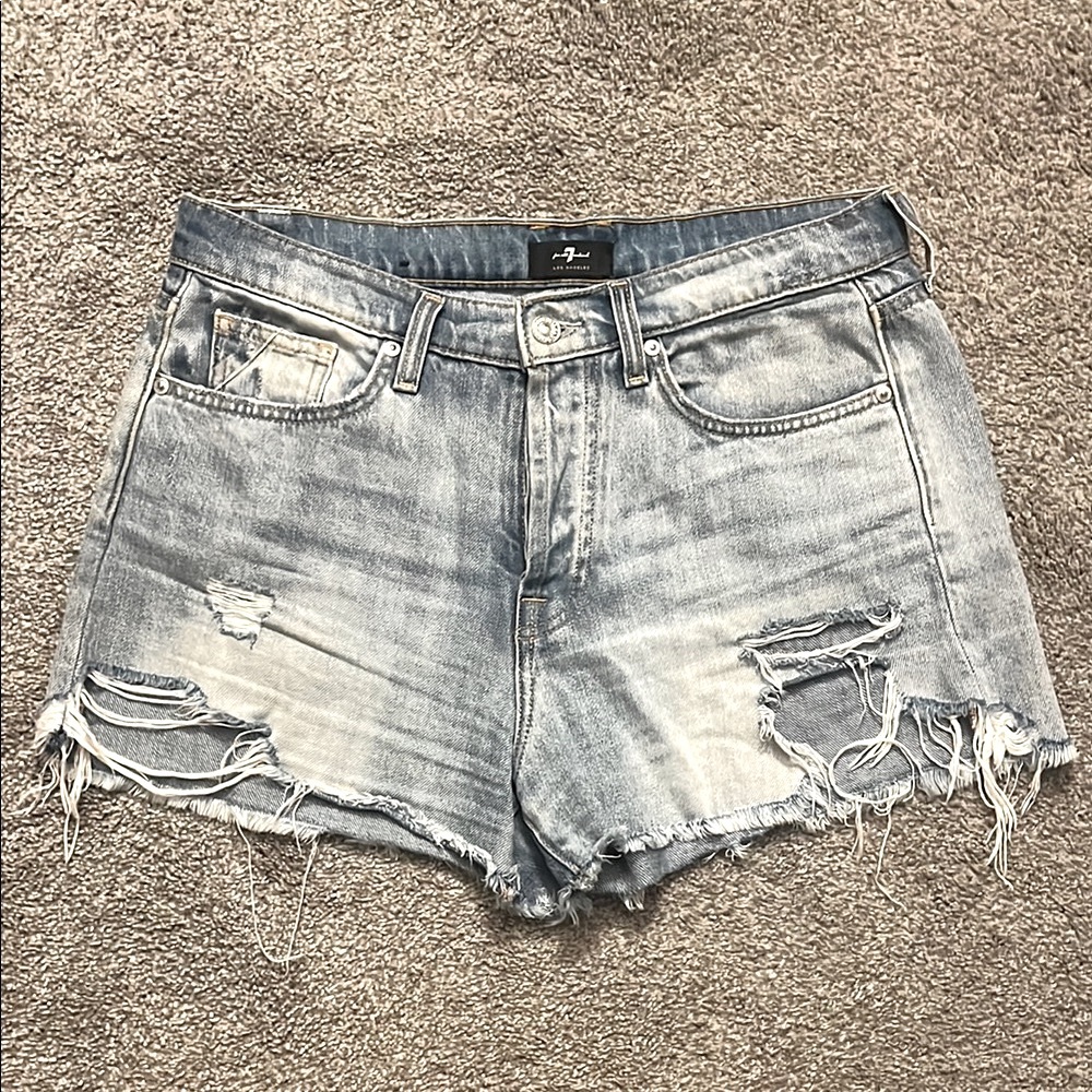 7 For All Mankind Monroe Cut Off Distressed Shorts